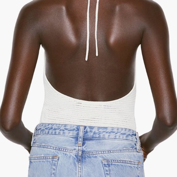 NWT Frame Crochet Halter-neck Bodysuit White size XS - Picture 2 of 4